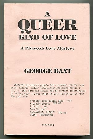 Seller image for A Queer Kind of Love: A Pharoah Love Mystery for sale by Between the Covers-Rare Books, Inc. ABAA