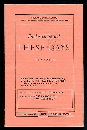 Bild des Verkufers fr These Days: New Poems zum Verkauf von Between the Covers-Rare Books, Inc. ABAA