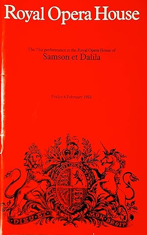 Royal Opera House - Samson et Dalila - February 4th, 1983