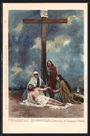 Künstler-Ansichtskarte Passionsspiele Oberammergau, Christus im Schosse Marias