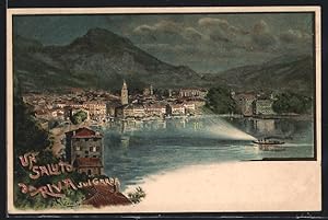 Künstler-Ansichtskarte Erwin Spindler: Riva sul Garda, Ortsansicht mit Hafen