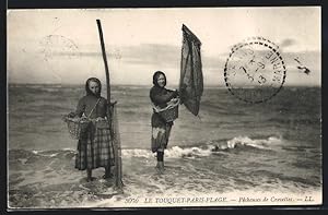 Ansichtskarte Le Touquet-Paris-Plage, Pecheuses de Crevettes, Zwei Krebsfischerinnen