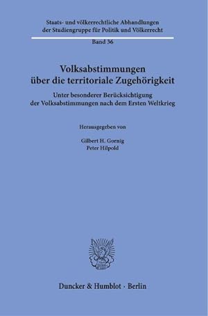 Seller image for Volksabstimmungen ber die territoriale Zugehrigkeit. for sale by Wegmann1855