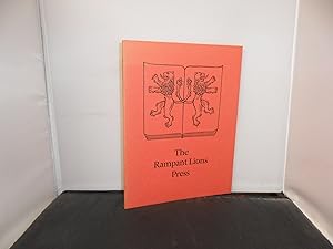 The Rampant Lions Press A Printing Workshop Through Five Decades Catalogue of an Exhibition at Th...