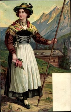 Ansichtskarte / Postkarte Frau in Tracht, Gebirge, Dirndl