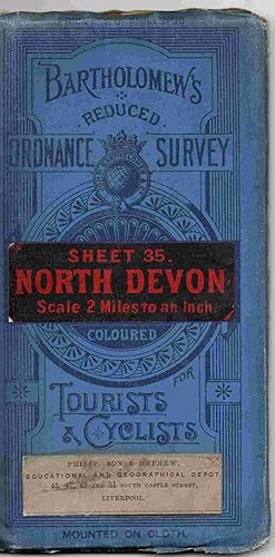 Bartholomew's Reduced Ordnance Survey. Sheet 35. North Devon. Scale 2 Miles to an Inch. Coloured ...