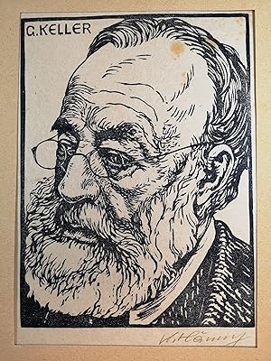 Bild des Verkufers fr Holzschnitt um 1930. Portrait Gottfried Keller. zum Verkauf von ANTIQUARIAT Franke BRUDDENBOOKS