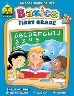 Seller image for School Zone - First Grade Basics: Super Deluxe Edition Workbook, Ages 5 and Up, Phonics, Consonants, Short and Long Vowels, Categorizing, Logic, Telling Time, Money, and More (Super Deluxe Workbook) by School Zone Staff, Joan Hoffman [Paperback ] for sale by booksXpress
