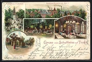 Lithographie Berlin-Kreuzberg, Gasthaus Schultheiss auf Tivoli, Schultheiss Brauerei AG