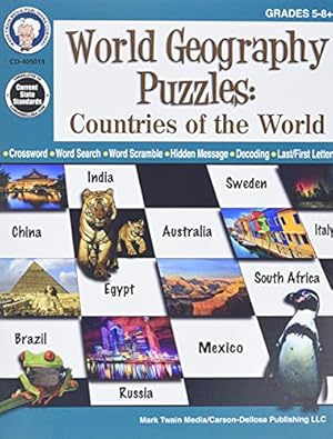 Imagen del vendedor de World Geography Puzzles: Countries of the World, Grades 5 - 12 [Paperback ] a la venta por booksXpress