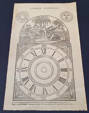 Gravure sur bois - Hinzelin Nancy - Cadran d'Horloge