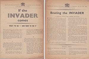 Bild des Verkufers fr IF THE INVADER COMES & BEATING THE INVADER -Rare Pair of British Wartime Government Leaflets- zum Verkauf von CHARTWELL BOOKSELLERS