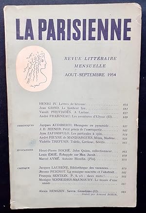 La Parisienne. Revue littéraire mensuelle : n°20, août-septembre 1954.