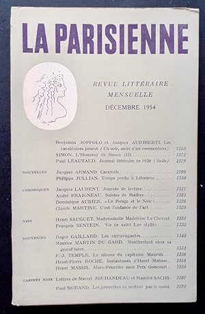 Bild des Verkufers fr La Parisienne. Revue littraire mensuelle : n23, dcembre 1954. zum Verkauf von Le Livre  Venir