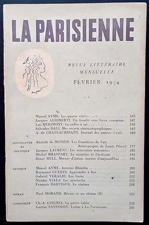 Seller image for La Parisienne. Revue littraire mensuelle : n14, fvrier 1954. for sale by Le Livre  Venir