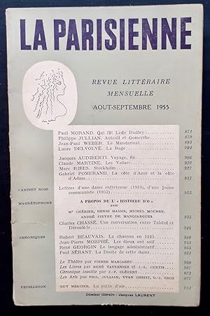 Seller image for La Parisienne. Revue littraire mensuelle : n31, aot-septembre 1955. for sale by Le Livre  Venir