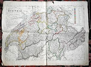 Grenzkolorierte Kupferstich-Landkarte von H. Leutemann nach F. W. Streit. Reise und Höhen-Charte ...