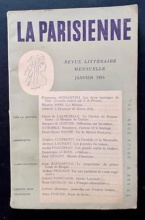 Seller image for La Parisienne. Revue littraire mensuelle : n24, janvier 1955. for sale by Le Livre  Venir