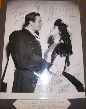 Imagen del vendedor de Autographed B&W Photo featuring French actor Georges Guetary. "Pour Don Carlos". a la venta por Wittenborn Art Books