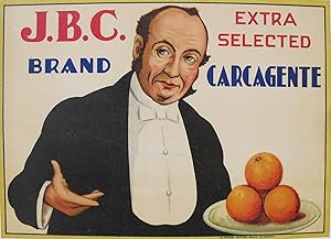 1930-40 Vintage Spanish Orange Label, J.B.C. Brand Oranges - Unknown