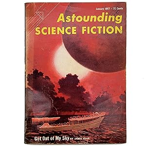 Seller image for Astounding Science Fiction Vol. LVIII, No. 5 [January 1957] featuring Get Out of My Sky [first of two parts], Nuisance Value, Security Risk, For The First Time, The Education of Icky, The Antiproton is Found, Micro, Macro, and King Size for sale by Memento Mori Fine and Rare Books