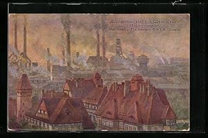 Bild des Verkufers fr Ansichtskarte Gleiwitz, Donnersmarckhtte mit rauchenden Schornsteinen zum Verkauf von Bartko-Reher