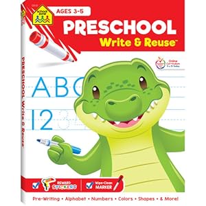 Seller image for School Zone - Preschool Write & Reuse Workbook - Ages 3 to 5, Alphabet, ABCs, Uppercase and Lowercase, Beginning Sounds, Shapes, Numbers 1-20, Printing, Tracing (Write & Reuse Spiral Binder) by School Zone Staff [Spiral-bound ] for sale by booksXpress