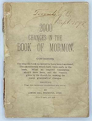Image du vendeur pour 2000 Changes in the Book of Mormon mis en vente par Tschanz Rare Books