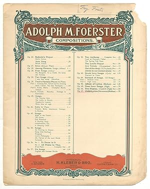 Bild des Verkufers fr [Sheet music]: Adolph M. Foerster Compositions - Op. 67, Child-Lyrics zum Verkauf von Between the Covers-Rare Books, Inc. ABAA