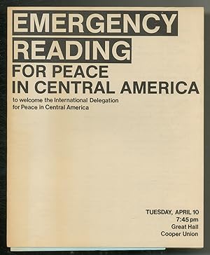 Seller image for [Event Program]: Emergency Reading for Peace in Central America to Welcome the International Delegation for Peace in Central America for sale by Between the Covers-Rare Books, Inc. ABAA