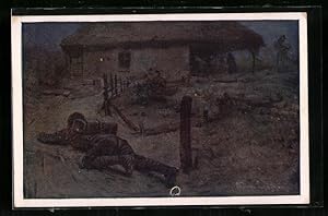 Ansichtskarte Nr.: 435, Rotes Kreuz, Österreichische Armee, Zugsführer mit Sprengbüchse am Rücken...