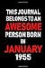 Image du vendeur pour This Journal belongs to an Awesome Person Born in January 1955: Blank Lined 6x9 Born in January with Birth year Journal/Notebooks as an Awesome . coworkers, bosses, colleagues and loved ones [Soft Cover ] mis en vente par booksXpress