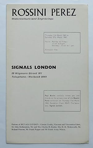 Rosssini Perez: Watercolours and Engravings. At Signals London from 11 March to 27 March 1965.