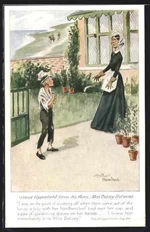 Image du vendeur pour Knstler-Ansichtskarte Arthur Moreland: David Copperfield finds his Aunt mis en vente par Bartko-Reher