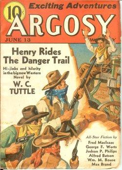 Imagen del vendedor de ARGOSY Weekly: June 13, 1936 ("Henry Rides the Danger Trail"; "Big Game") a la venta por Books from the Crypt