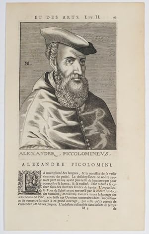 Bild des Verkufers fr Portrait, Brustbild nach halbrechts, unten ALEXANDER PICCOLOMINEUS. zum Verkauf von Antiq. F.-D. Shn - Medicusbooks.Com