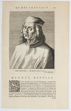 Seller image for Portrait, Brustbild nach halbrechts, unten MICHAEL MARULLUS. for sale by Antiq. F.-D. Shn - Medicusbooks.Com