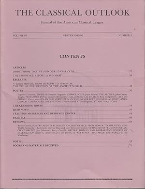 Seller image for The Classical Outlook, Vol. 67, Winter 1989-90, No. 2. Journal of the American Classical League. for sale by Fundus-Online GbR Borkert Schwarz Zerfa