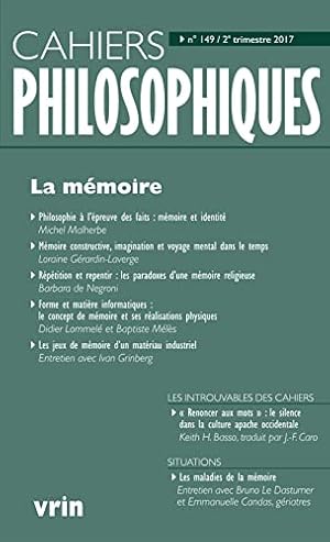 Image du vendeur pour La Memoire (Cahiers Philosophiques) (French Edition) by Basso, Keith H [FRENCH LANGUAGE - Paperback ] mis en vente par booksXpress