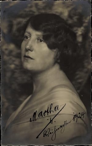 Foto Ansichtskarte / Postkarte Portrait einer Frau, Martha, Weihnachten 1924, Stolp