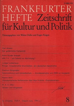 Frankfurter Hefte. Zeitschrift für Kultur und Politik. 34. Jahrgang, Heft 8, August 1979