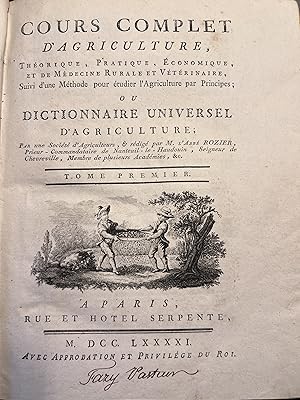 Bild des Verkufers fr COURS COMPLET D'AGRICULTURE par M. l'Abb ROZIER 1791 zum Verkauf von Apple Boutique, Drawings, Prints & Books