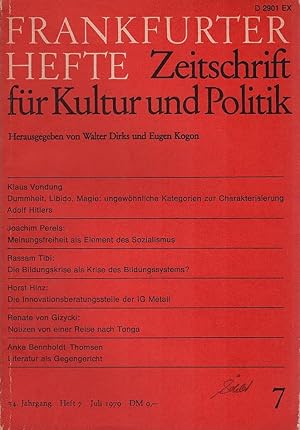 Frankfurter Hefte. Zeitschrift für Kultur und Politik. 34. Jahrgang, Heft 7, Juli 1979