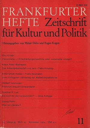 Frankfurter Hefte. Zeitschrift für Kultur und Politik. 34. Jahrgang, Heft 11, November 1979