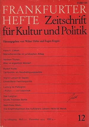 Frankfurter Hefte. Zeitschrift für Kultur und Politik. 34. Jahrgang, Heft 12, Dezember 1979