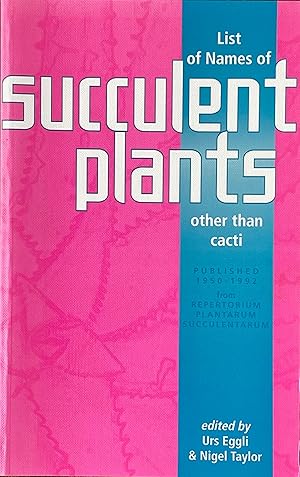 List of names of succulent plants other than cacti published 1950-1992