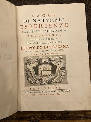 Immagine del venditore per Saggi di naturali esperienze fatte nell'Accademia del Cimento [.] Seconda edizione venduto da Gilibert Libreria Antiquaria (ILAB)