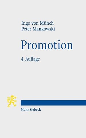 Bild des Verkufers fr Promotion (German Edition) by M|nch, Ingo von, Mankowski, Peter [Paperback ] zum Verkauf von booksXpress