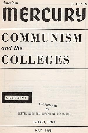 Image du vendeur pour COMMUNISM AND THE COLLEGES mis en vente par Columbia Books, ABAA/ILAB, MWABA