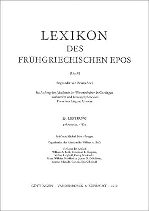 Seller image for Lexikon des fruhgriechischen Epos Lfg. 25: chalkoparhios - Wps (Lexikon des fruhgriechischen Epos. Ausgabe in Lieferungen) [Paperback ] for sale by booksXpress